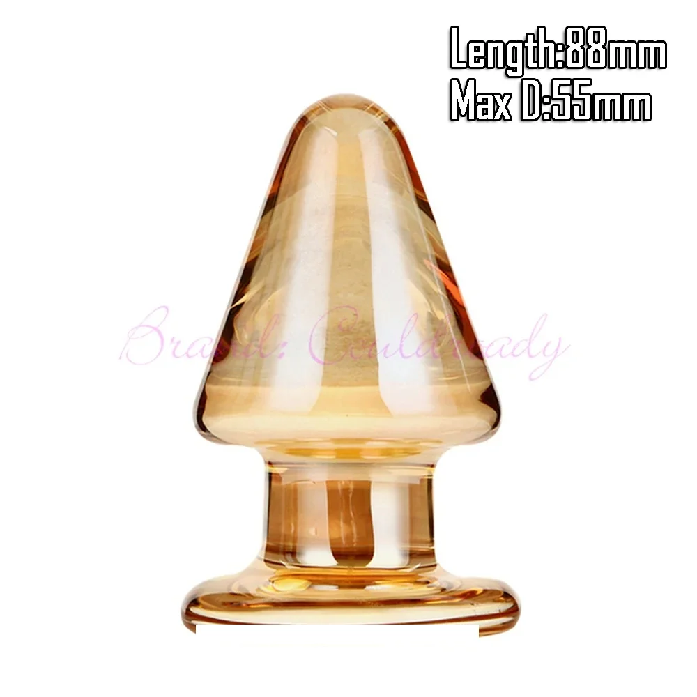 Glazen buttplug Ambre Doré, Ø55 × 88 mm · vorm B