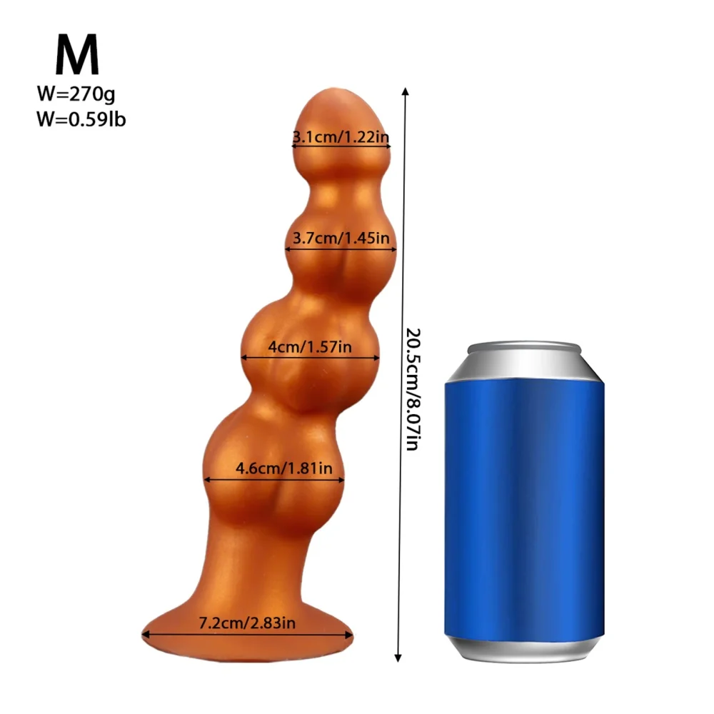 XXL buttplug Kralenplug Bronze, Goud Siliconen · M
