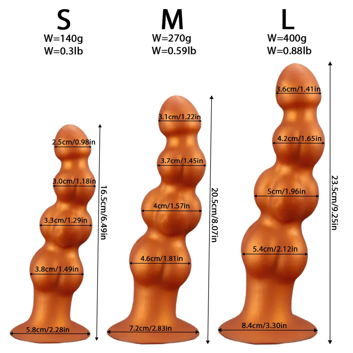 XXL buttplug Kralenplug Bronze, foto 4