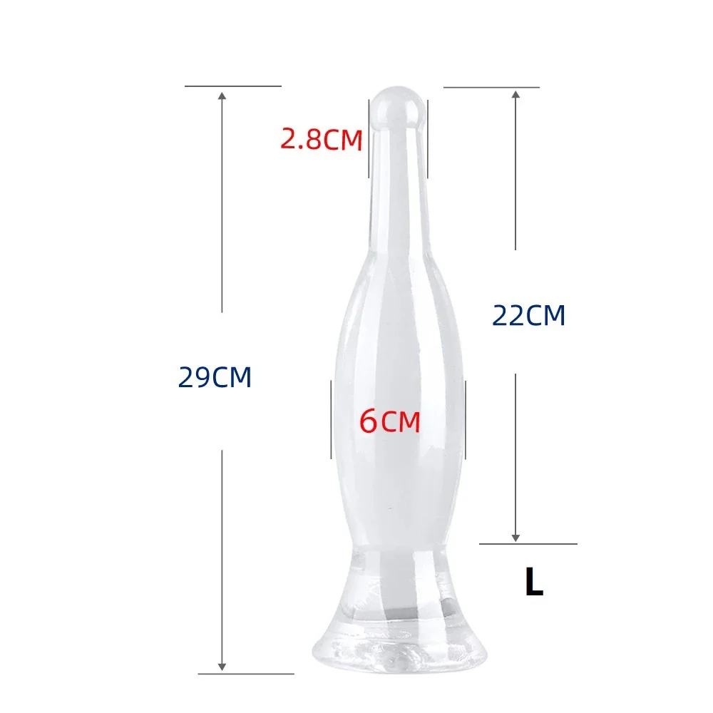 Transparante buttplug Kristal Fles, Transparant · L