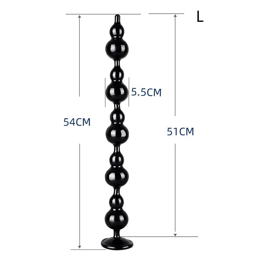 Transparante buttplug Kristal Kralen, Versie 2 Zwart · L