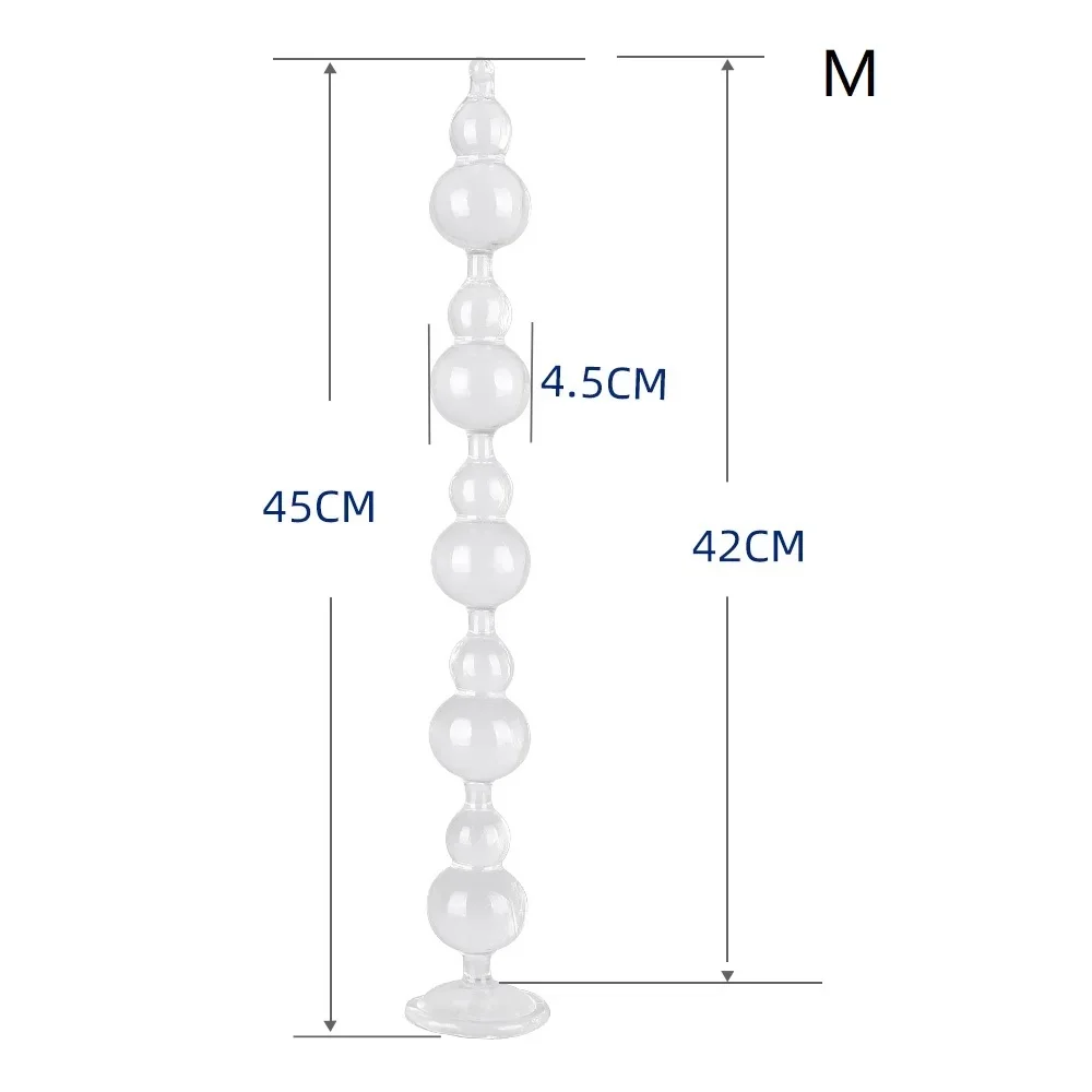Transparante buttplug Kristal Kralen, Versie 2 Transparant · M
