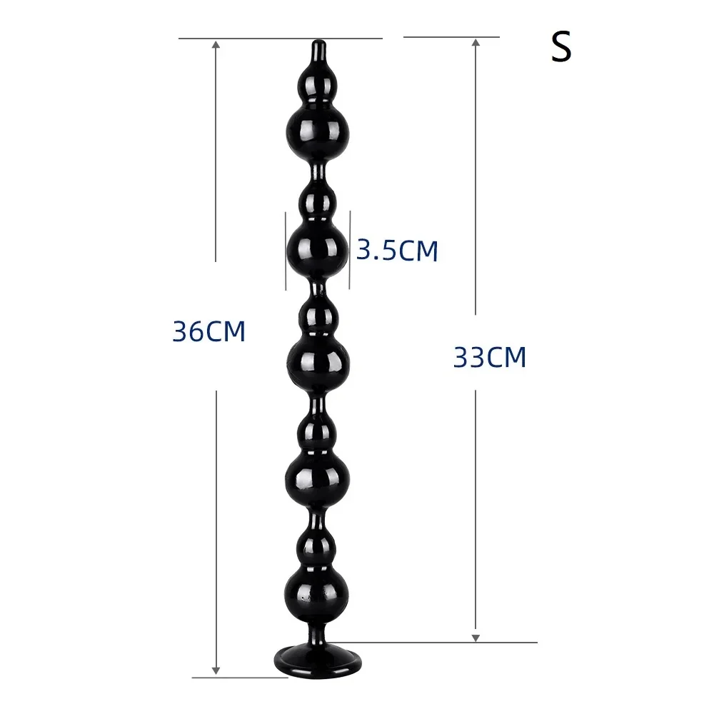 Transparante buttplug Kristal Kralen, Versie 2 Zwart · S