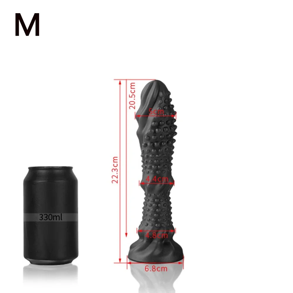 XXL fantasy dildo Noppen Ambre, Zwart · M