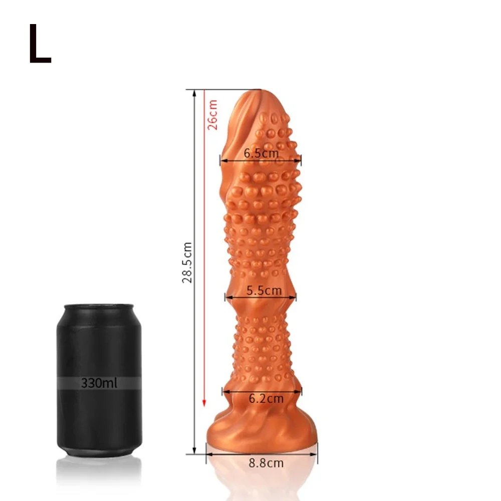 XXL fantasy dildo Noppen Ambre, Goud · L